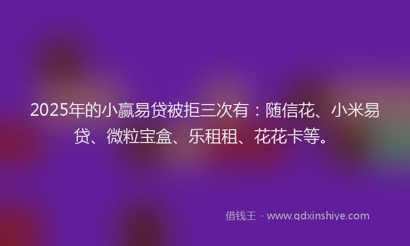 2025年的小赢易贷被拒三次有：随信花、小米易贷、微粒宝盒、乐租租、花花卡等。