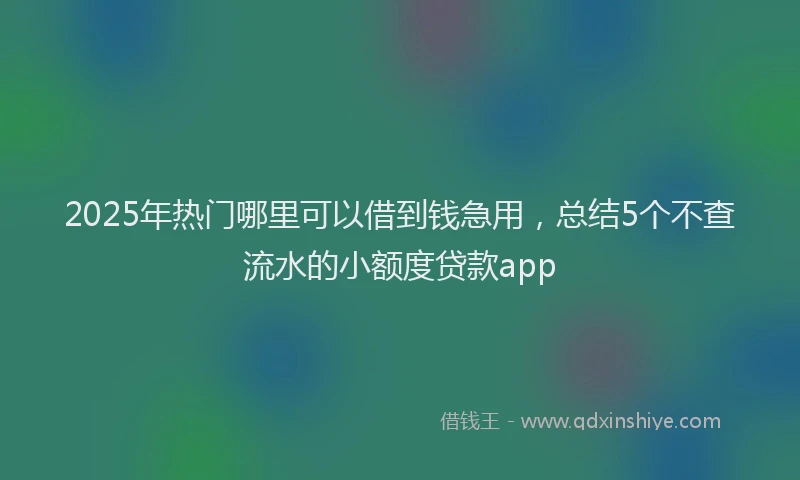 2025年热门哪里可以借到钱急用，总结5个不查流水的小额度贷款app