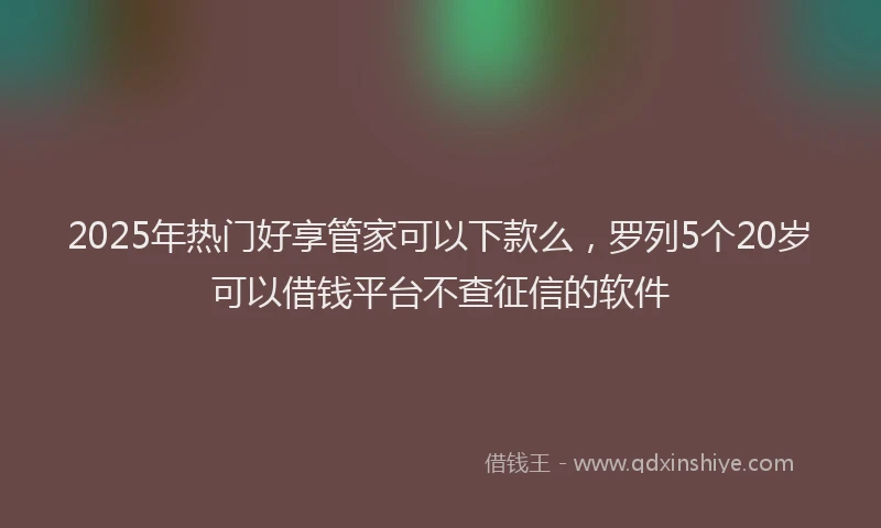 2025年热门好享管家可以下款么，罗列5个20岁可以借钱平台不查征信的软件
