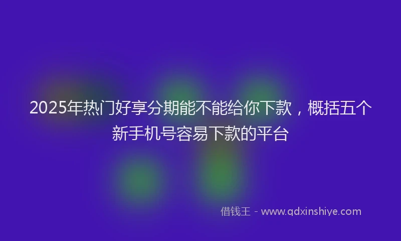 2025年热门好享分期能不能给你下款，概括五个新手机号容易下款的平台