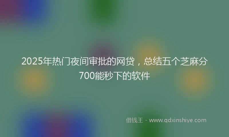 2025年热门夜间审批的网贷，总结五个芝麻分700能秒下的软件