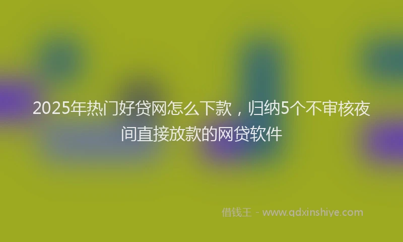 2025年热门好贷网怎么下款，归纳5个不审核夜间直接放款的网贷软件
