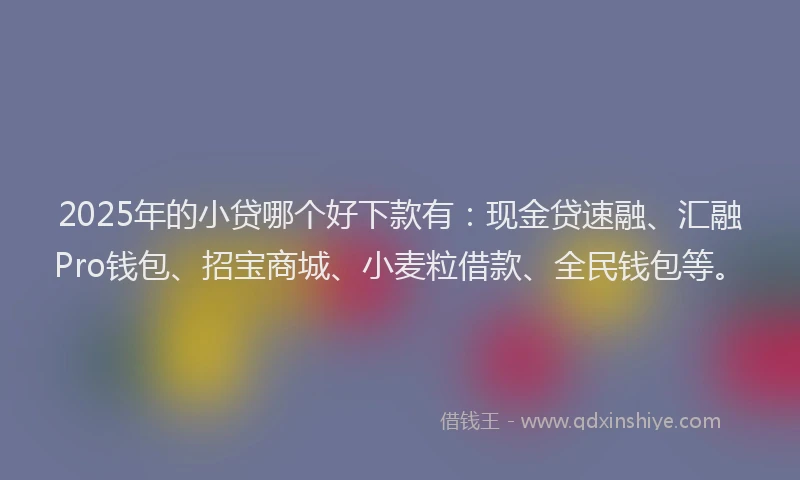2025年的小贷哪个好下款有：现金贷速融、汇融Pro钱包、招宝商城、小麦粒借款、全民钱包等。