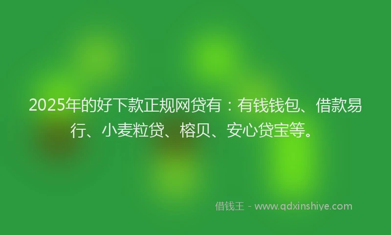 2025年的好下款正规网贷有：有钱钱包、借款易行、小麦粒贷、榕贝、安心贷宝等。