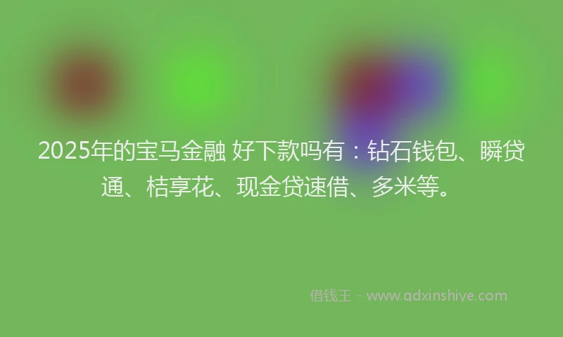 2025年的宝马金融 好下款吗有：钻石钱包、瞬贷通、桔享花、现金贷速借、多米等。