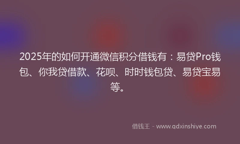 2025年的如何开通微信积分借钱有：易贷Pro钱包、你我贷借款、花呗、时时钱包贷、易贷宝易等。