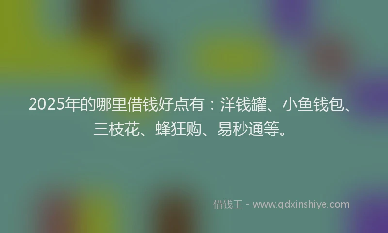 2025年的哪里借钱好点有：洋钱罐、小鱼钱包、三枝花、蜂狂购、易秒通等。