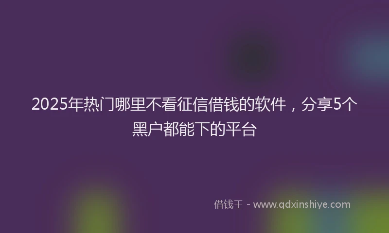 2025年热门哪里不看征信借钱的软件，分享5个黑户都能下的平台