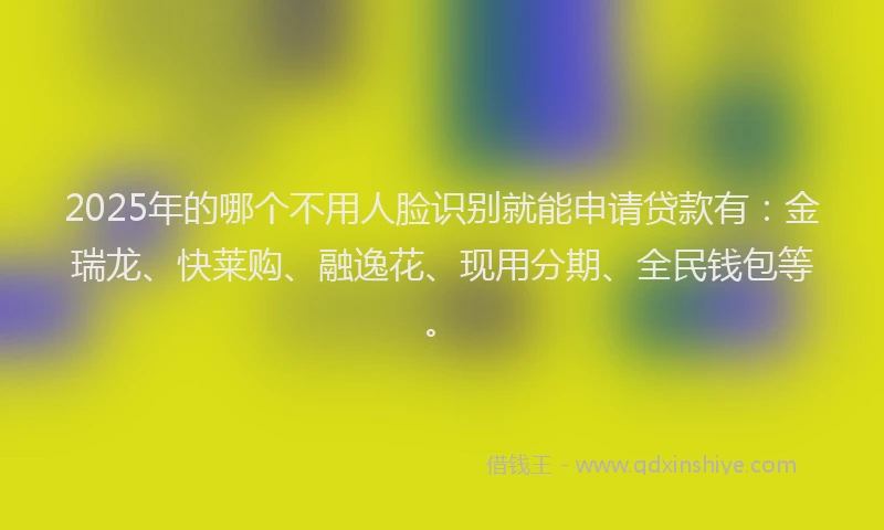 2025年的哪个不用人脸识别就能申请贷款有：金瑞龙、快莱购、融逸花、现用分期、全民钱包等。