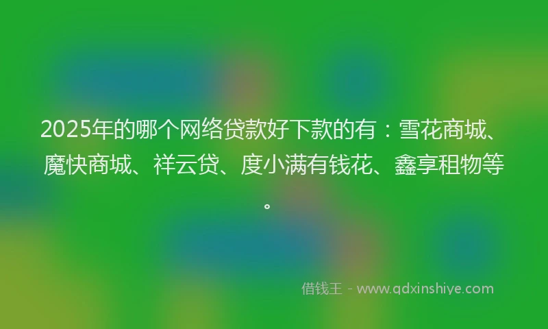 2025年的哪个网络贷款好下款的有：雪花商城、魔快商城、祥云贷、度小满有钱花、鑫享租物等。