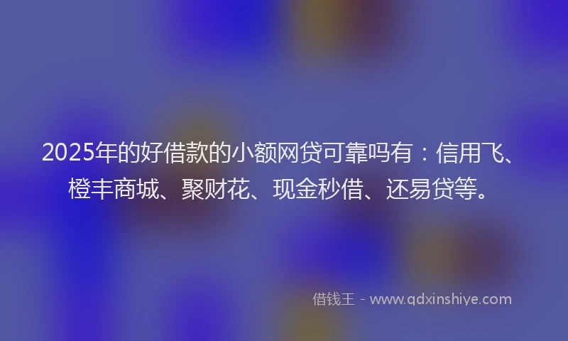 2025年的好借款的小额网贷可靠吗有：信用飞、橙丰商城、聚财花、现金秒借、还易贷等。