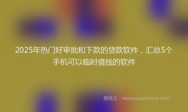 2025年热门好审批和下款的贷款软件，汇总5个手机可以临时借钱的软件