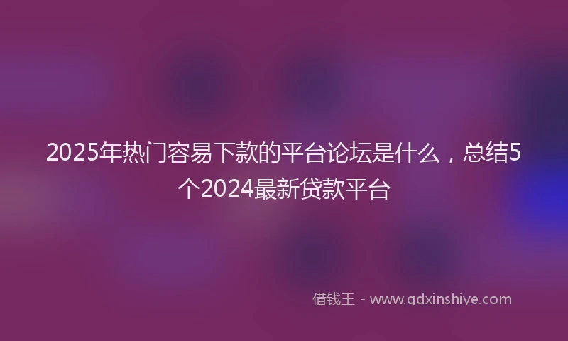 2025年热门容易下款的平台论坛是什么，总结5个2024最新贷款平台