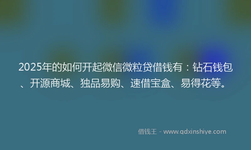 2025年的如何开起微信微粒贷借钱有：钻石钱包、开源商城、独品易购、速借宝盒、易得花等。