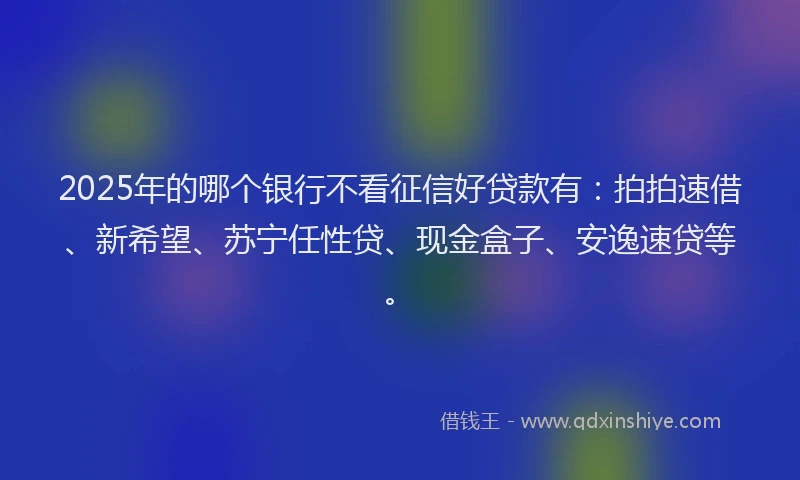 2025年的哪个银行不看征信好贷款有：拍拍速借、新希望、苏宁任性贷、现金盒子、安逸速贷等。