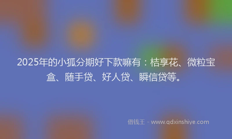 2025年的小狐分期好下款嘛有：桔享花、微粒宝盒、随手贷、好人贷、瞬信贷等。