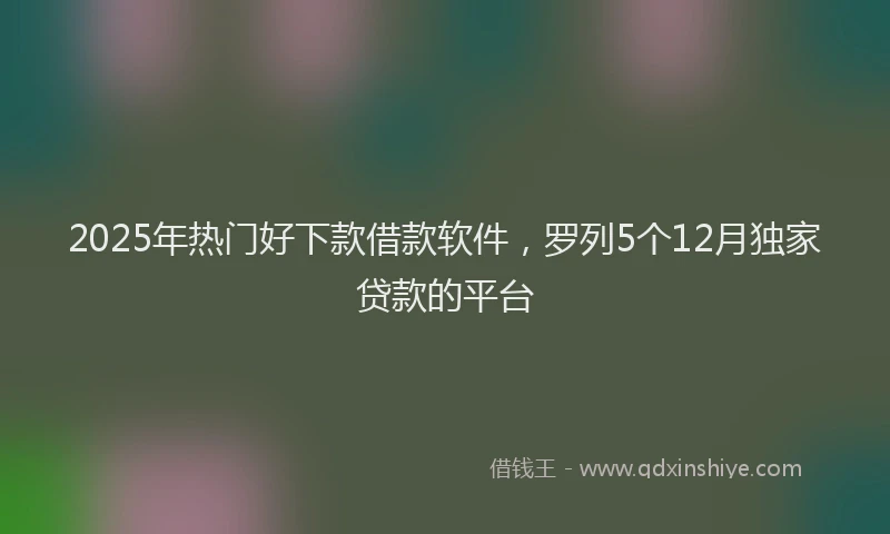 2025年热门好下款借款软件，罗列5个12月独家贷款的平台