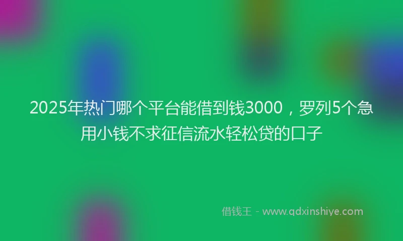 2025年热门哪个平台能借到钱3000，罗列5个急用小钱不求征信流水轻松贷的口子