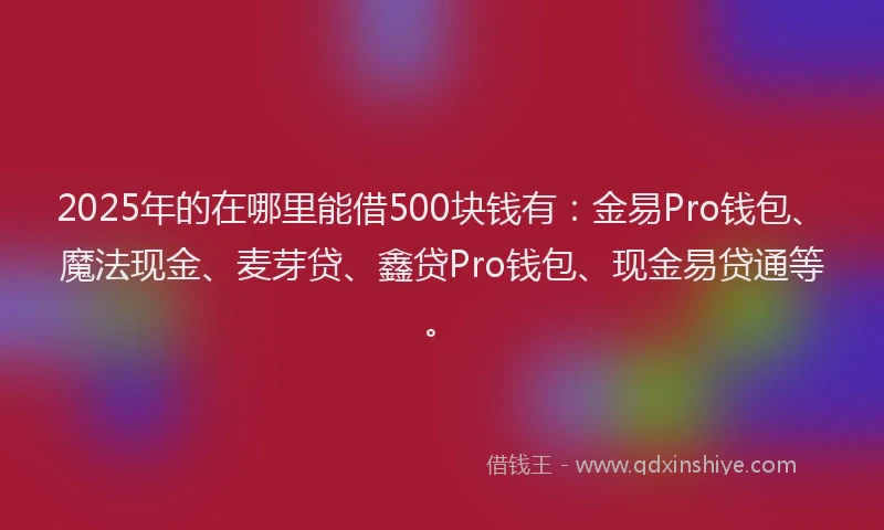 2025年的在哪里能借500块钱有：金易Pro钱包、魔法现金、麦芽贷、鑫贷Pro钱包、现金易贷通等。