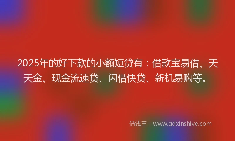 2025年的好下款的小额短贷有：借款宝易借、天天金、现金流速贷、闪借快贷、新机易购等。