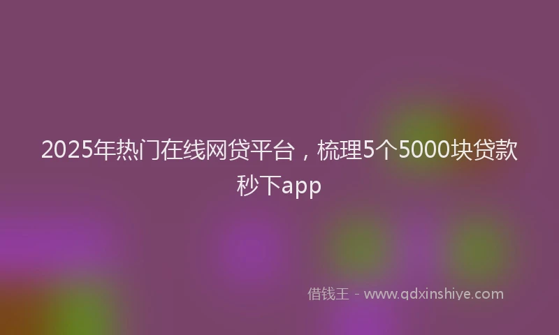 2025年热门在线网贷平台，梳理5个5000块贷款秒下app