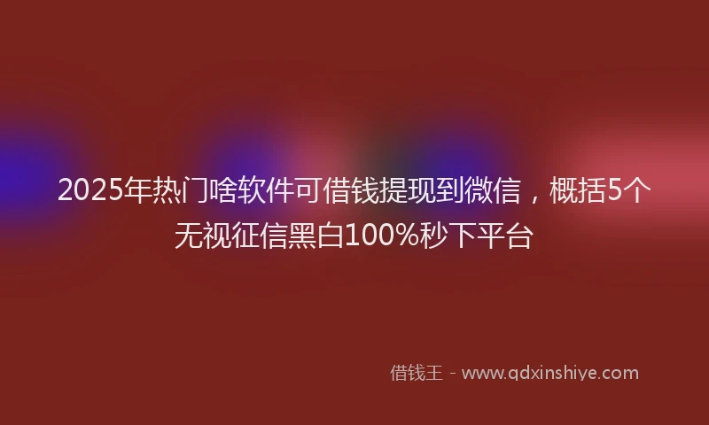2025年热门啥软件可借钱提现到微信，概括5个无视征信黑白100%秒下平台