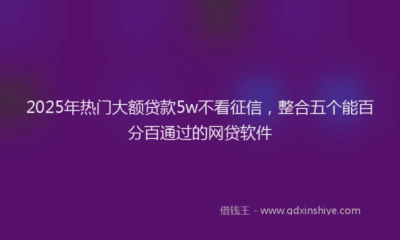 2025年热门大额贷款5w不看征信，整合五个能百分百通过的网贷软件