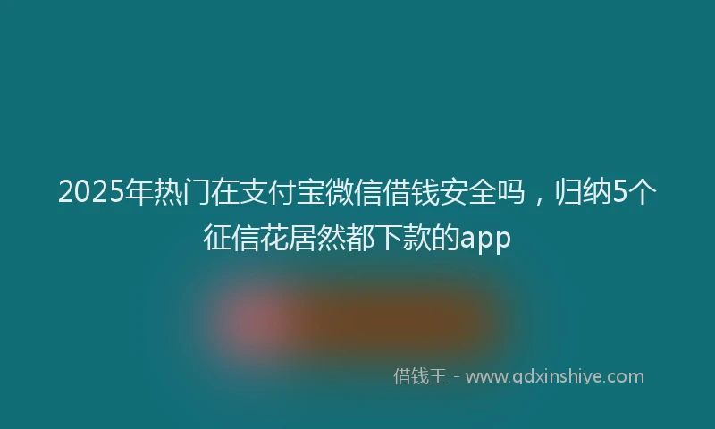 2025年热门在支付宝微信借钱安全吗，归纳5个征信花居然都下款的app