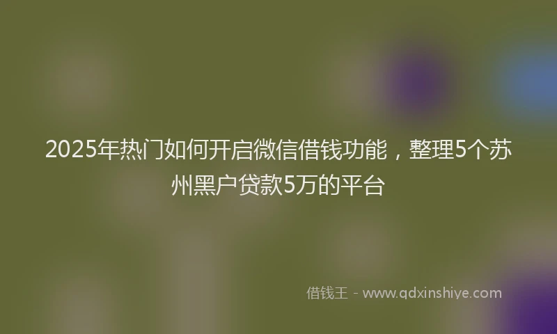 2025年热门如何开启微信借钱功能，整理5个苏州黑户贷款5万的平台
