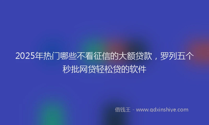 2025年热门哪些不看征信的大额贷款，罗列五个秒批网贷轻松贷的软件