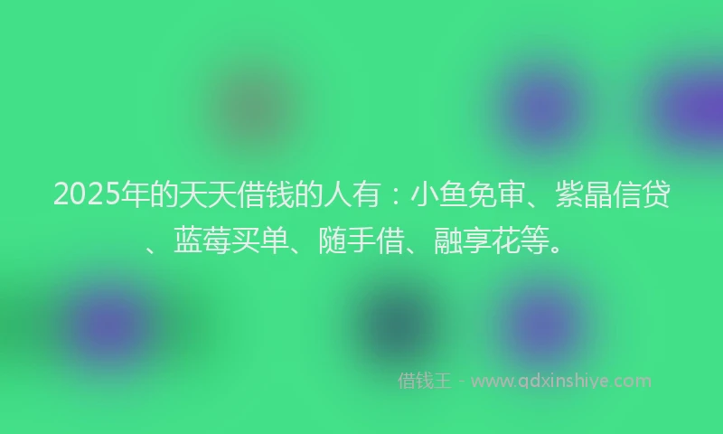 2025年的天天借钱的人有：小鱼免审、紫晶信贷、蓝莓买单、随手借、融享花等。