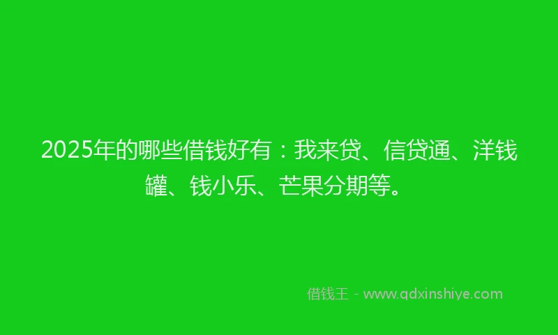 2025年的哪些借钱好有：我来贷、信贷通、洋钱罐、钱小乐、芒果分期等。