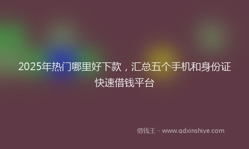 2025年热门哪里好下款，汇总五个手机和身份证快速借钱平台