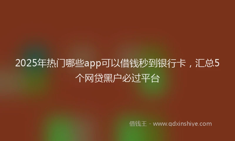 2025年热门哪些app可以借钱秒到银行卡，汇总5个网贷黑户必过平台