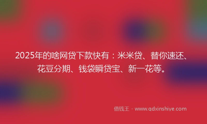 2025年的啥网贷下款快有：米米贷、替你速还、花豆分期、钱袋瞬贷宝、新一花等。