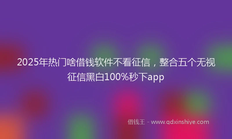 2025年热门啥借钱软件不看征信，整合五个无视征信黑白100%秒下app