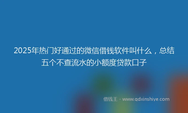 2025年热门好通过的微信借钱软件叫什么,总结五个不查流水的小额度贷款口子
