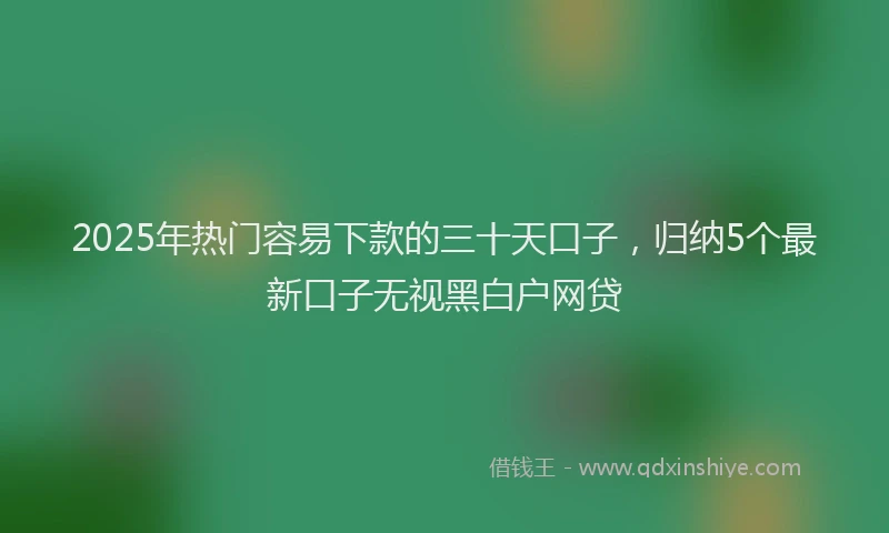 2025年热门容易下款的三十天口子，归纳5个最新口子无视黑白户网贷