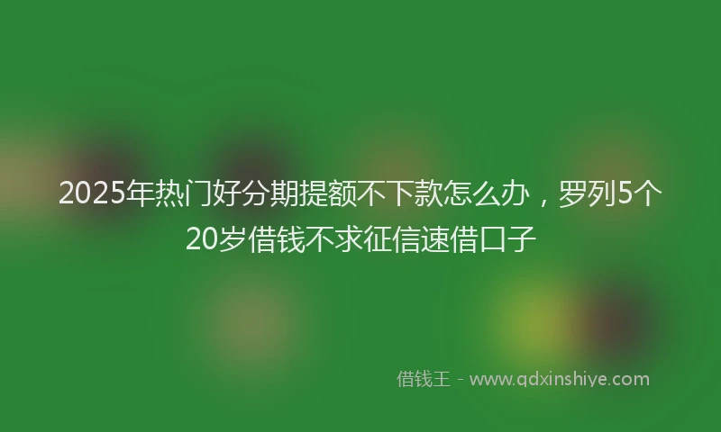 2025年热门好分期提额不下款怎么办，罗列5个20岁借钱不求征信速借口子