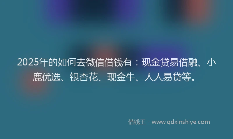 2025年的如何去微信借钱有：现金贷易借融、小鹿优选、银杏花、现金牛、人人易贷等。