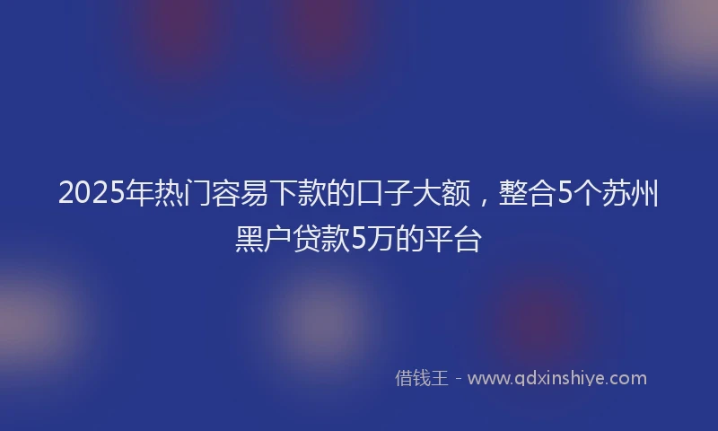 2025年热门容易下款的口子大额，整合5个苏州黑户贷款5万的平台