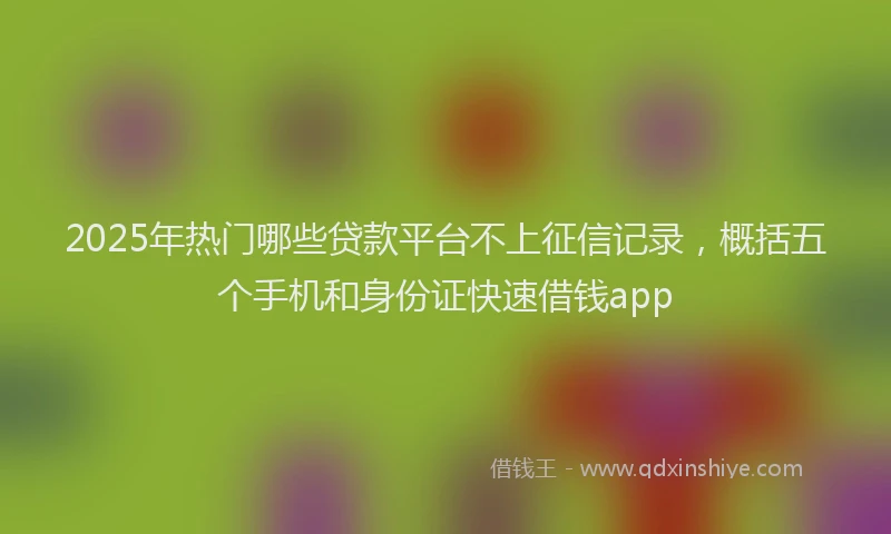 2025年热门哪些贷款平台不上征信记录，概括五个手机和身份证快速借钱app