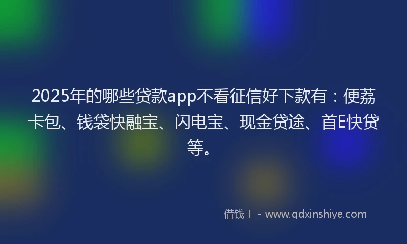 2025年的哪些贷款app不看征信好下款有：便荔卡包、钱袋快融宝、闪电宝、现金贷途、首E快贷等。