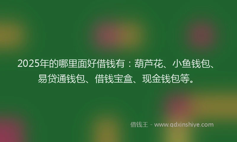 2025年的哪里面好借钱有：葫芦花、小鱼钱包、易贷通钱包、借钱宝盒、现金钱包等。