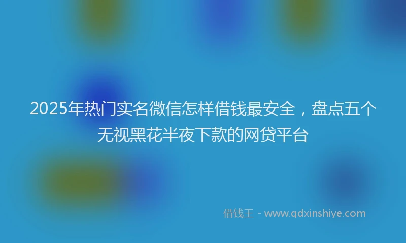 2025年热门实名微信怎样借钱最安全，盘点五个无视黑花半夜下款的网贷平台