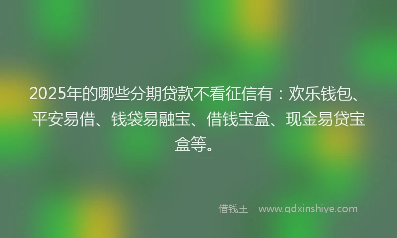 2025年的哪些分期贷款不看征信有：欢乐钱包、平安易借、钱袋易融宝、借钱宝盒、现金易贷宝盒等。
