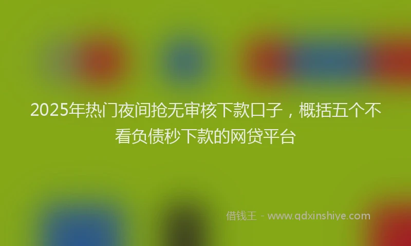 2025年热门夜间抢无审核下款口子，概括五个不看负债秒下款的网贷平台