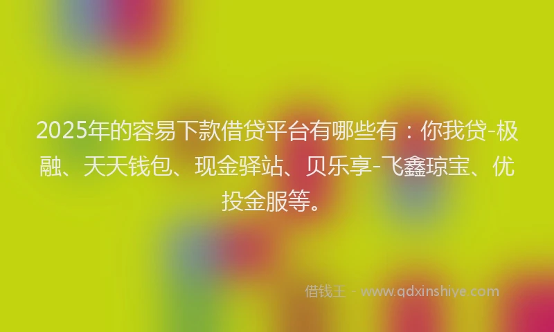2025年的容易下款借贷平台有哪些有：你我贷-极融、天天钱包、现金驿站、贝乐享-飞鑫琼宝、优投金服等。