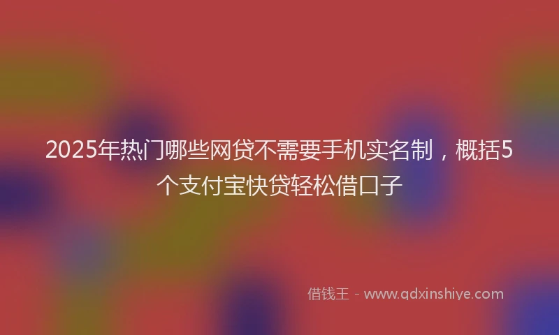 2025年热门哪些网贷不需要手机实名制，概括5个支付宝快贷轻松借口子