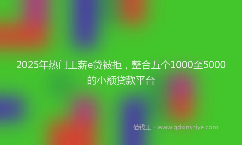 2025年热门工薪e贷被拒，整合五个1000至5000的小额贷款平台